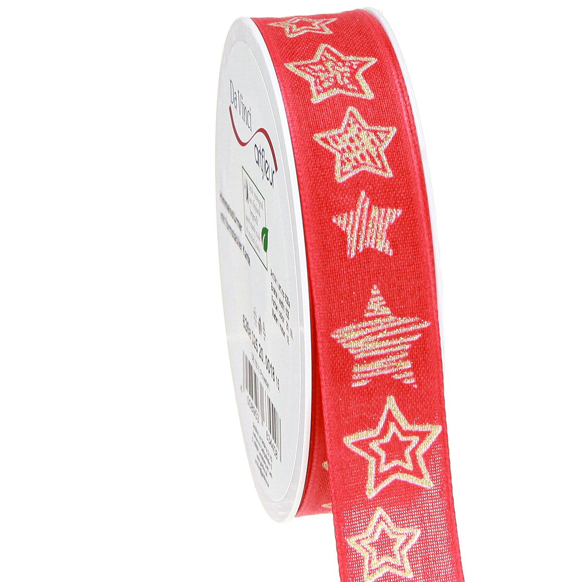 Dekoband Premium Weihnachtsband Sterne Rot Gold 25mm x 18m Dekoband