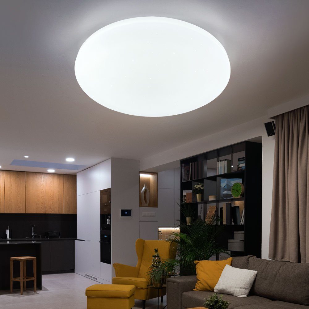 Fernbedienung Smarte LED-Leuchtmittel Deckenleuchte fest Wohnzimmerlampe Smart Tageslichtweiß, Kaltweiß, etc-shop LED verbaut, dimmbar Neutralweiß, CCT Warmweiß, LED-Leuchte,