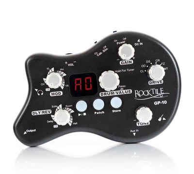Rocktile GP-10 Gitarren Multieffekt Gerät - Headphone Amp Kopfhörerverstärker (8-Effekttypen und Drum-Loop Player mit 40 Rhythmen)