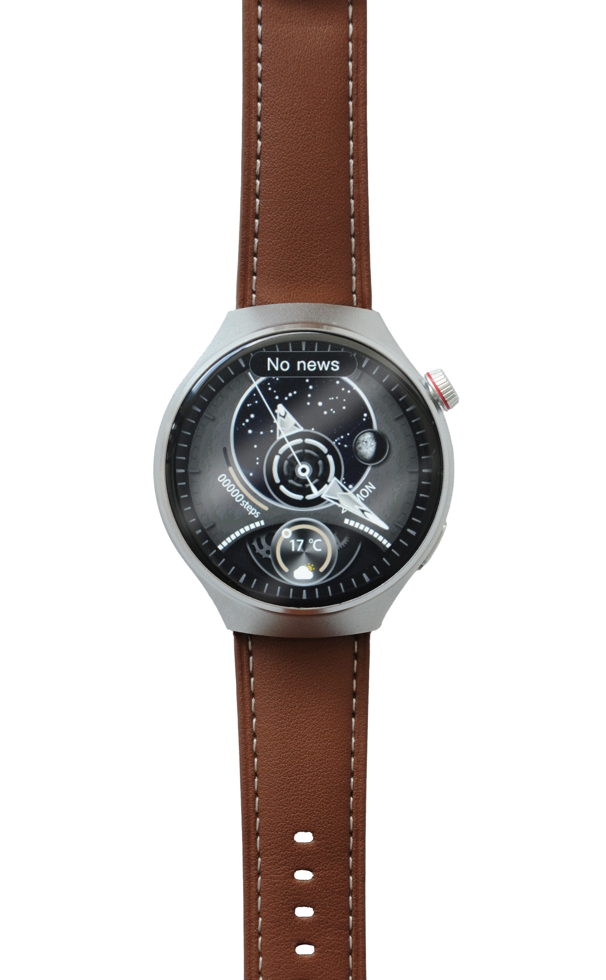 Leicke LEICKE APPLOID Smartwatch R9+ matt silber IP65, Metallgehäuse, Smartwatch (3,86 cm/1,5 Zoll), Kunstleder-Armband braun, Metall-Armband silber, Anzeige versch. Gesundheitsfunktionen, verschiedene Sportmodi