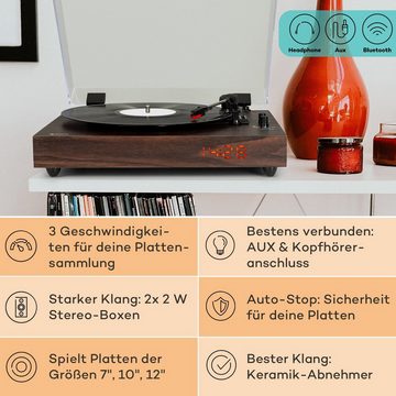 Auna TT-Classic Chrono Plattenspieler (Riemenantrieb, Bluetooth, Schallplattenspieler mit Lautsprecher Vinyl Plattenspieler)