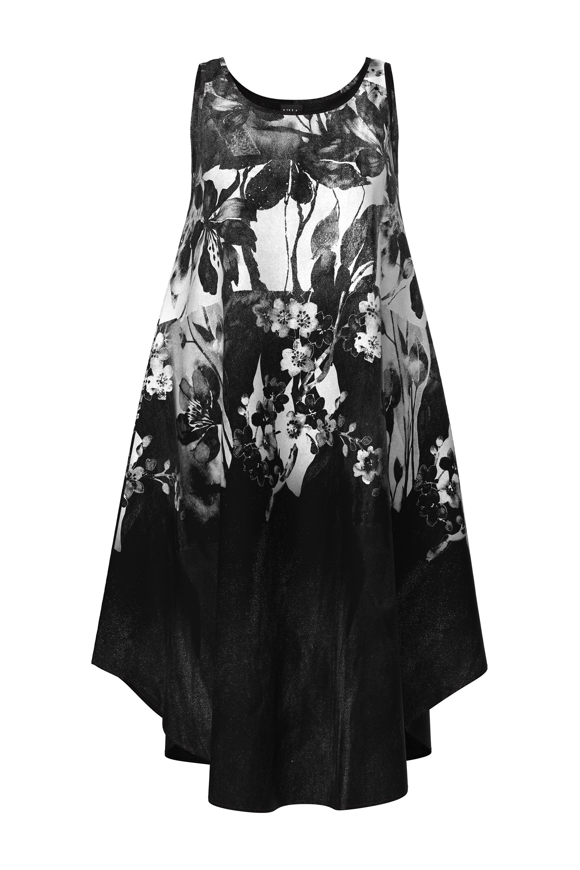 Ulla Popken Maxikleid Midikleid Blüten A-Linie Rundhals ärmellos günstig online kaufen