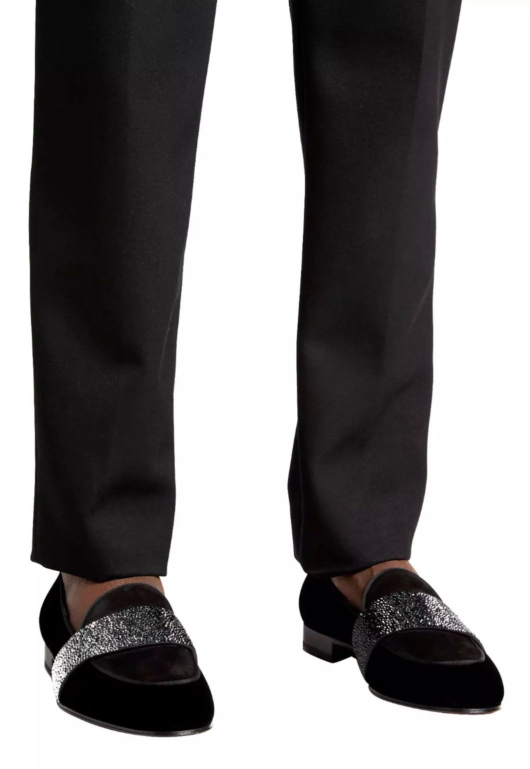 CHRISTIAN LOUBOUTIN Nit Night Smoking Slippers Schuhe Loafer Handapplizierter Strassriemen am Spann für einen Hauch von Glamour