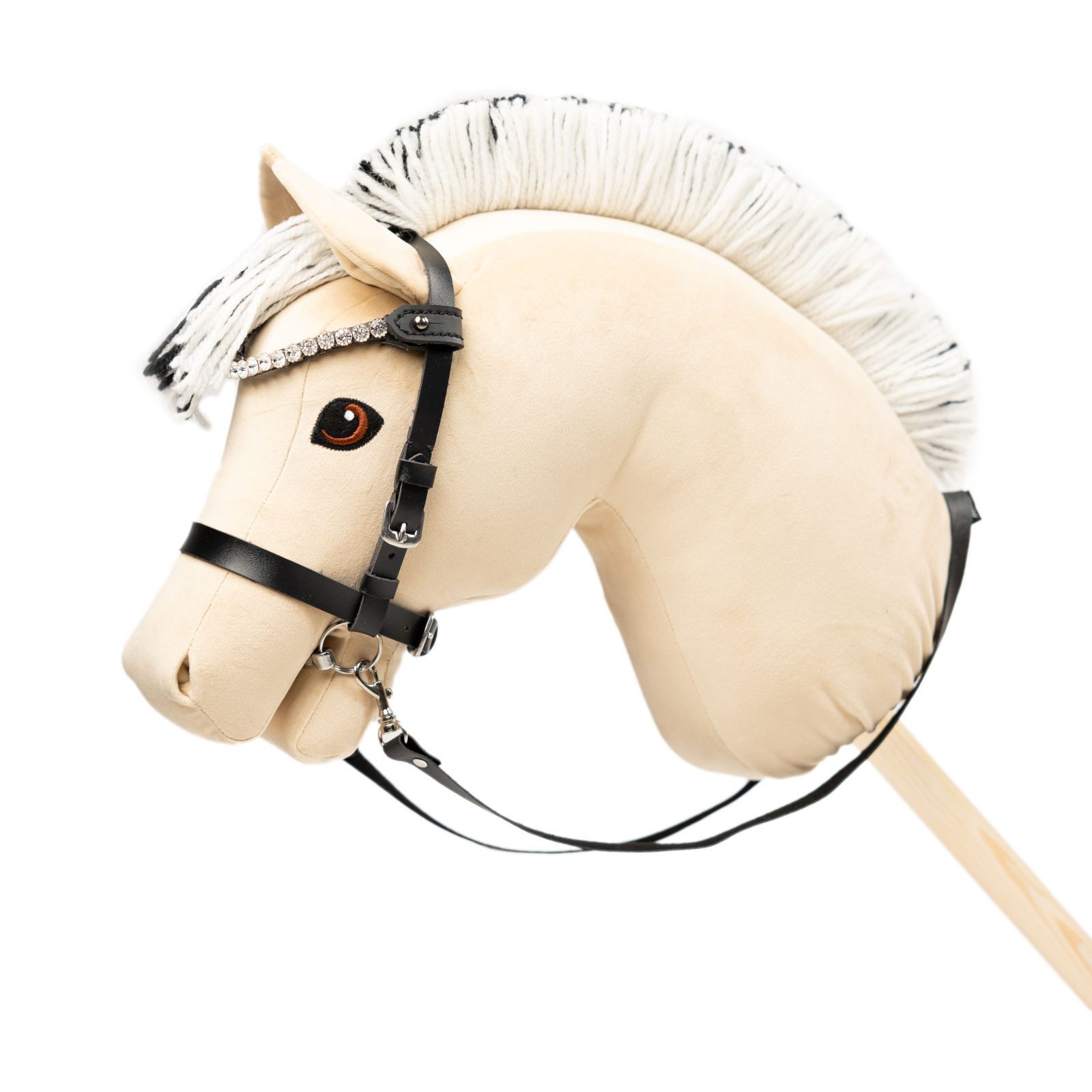 My Hobby Horse Steckenpferd Zaumzeug für Steckenpferde, schwarz mit silbernen Steinen