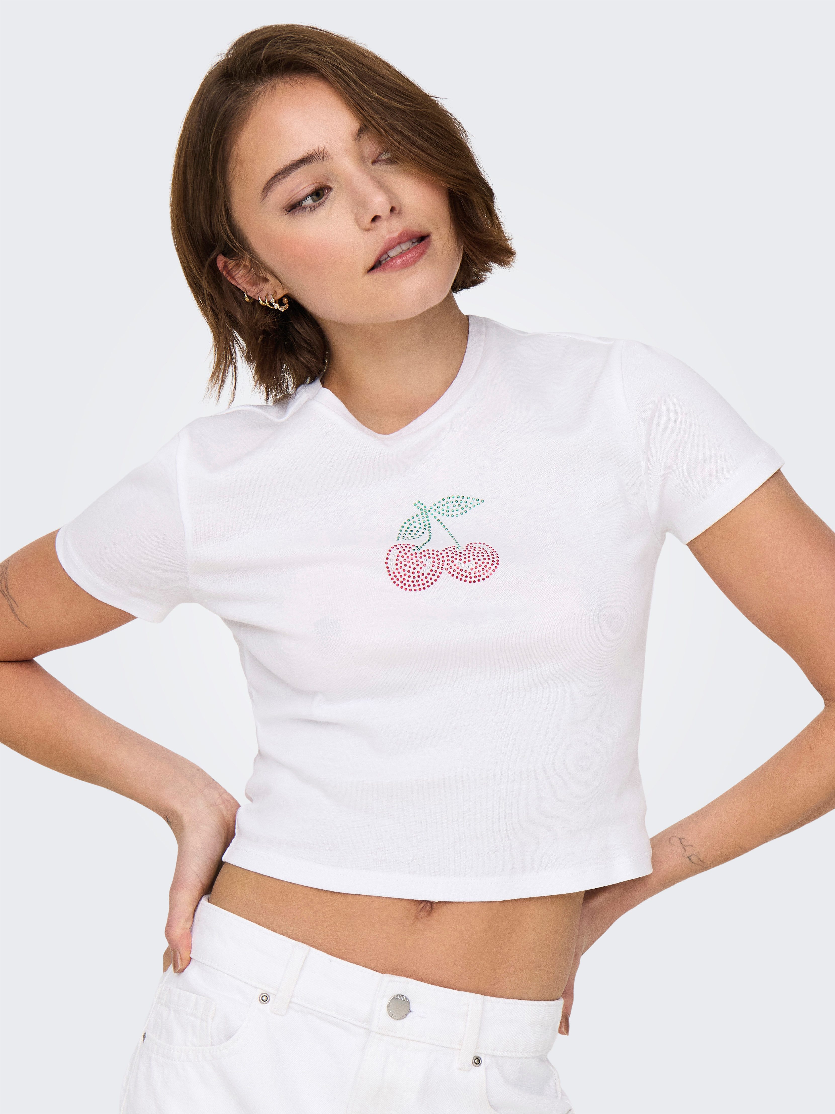 ONLY Kurzarmshirt ONLKIRA S/S BLING O-NECK SHORT TOP JRS günstig online kaufen