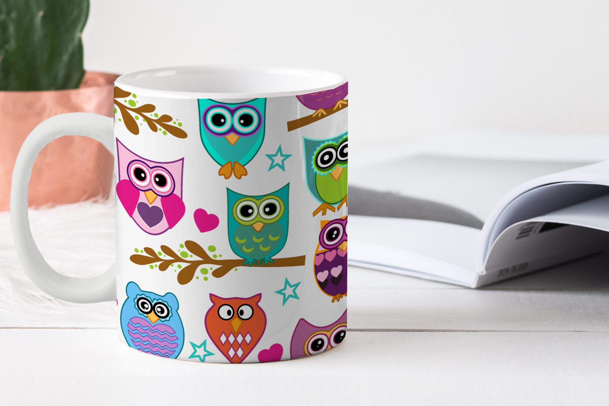 MuchoWow Tasse Design - Eulen - Tiere, 1-tlg., Keramik, Kaffeetassen, Teetasse, Becher, Kaffeebecher, Geschenk