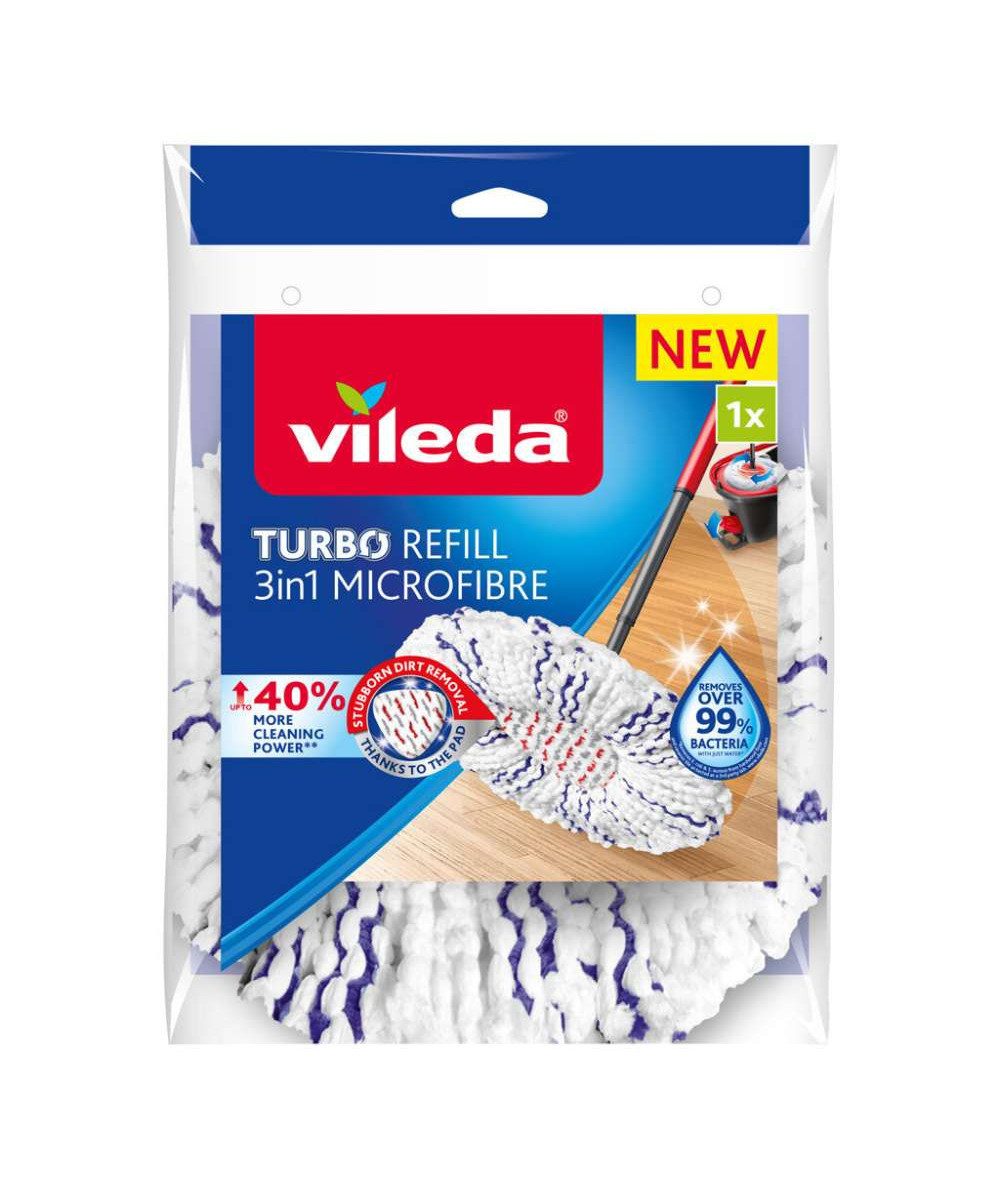 Vileda Wischmopp VILEDA Turbo 3in1 Wischmopp-Ersatzkopf, (packung), Waschtemperatur bis: 60 °C