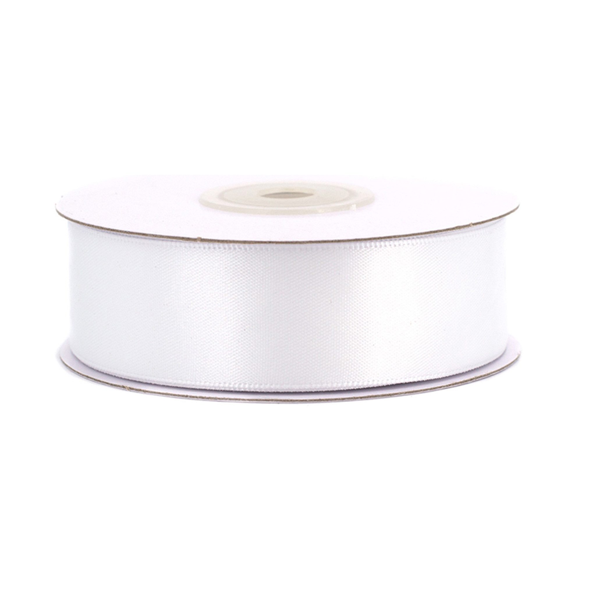 Creativery Satinband, Doppelseitiges Satinband 25mm x 20m Rolle Weiß