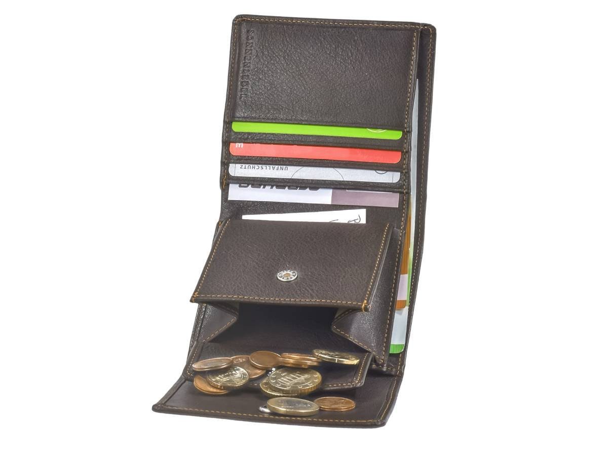Sonnenleder Geldbörse Prien, Lederbörse, mocca Portemonnaie 10,5x10 3 cm, Kartenfächer