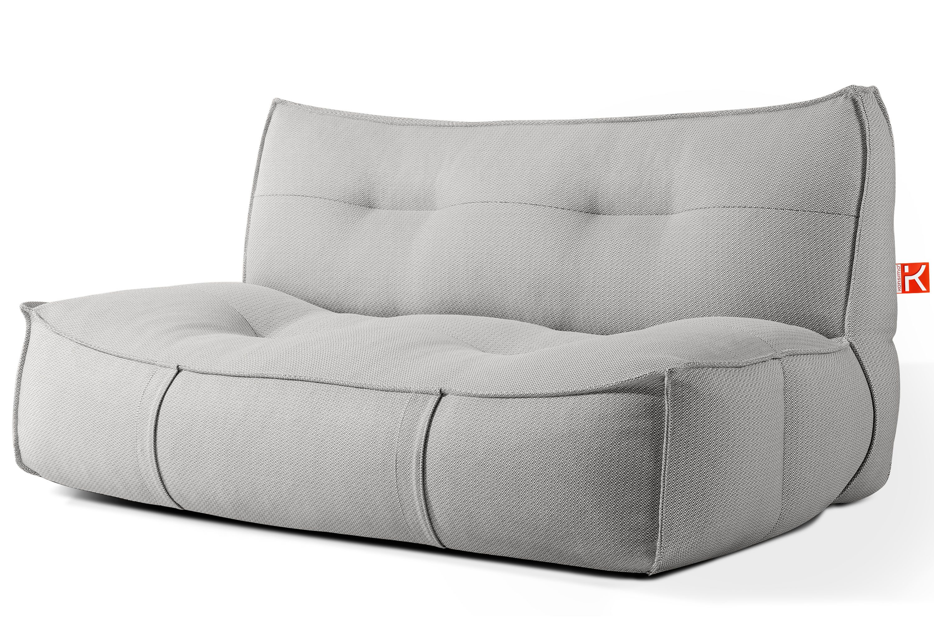 KONSIMO® Gartensofa LOVIA Loungesofa, Gartenmöbel, Sofa 2-Sitzer, Premiumqualität aus EU, hochwertiger Sitzkomfort, mit integrierter Schutzhülle, wetterbeständig, rutschfeste Unterseite, ultra-robuste Griffe