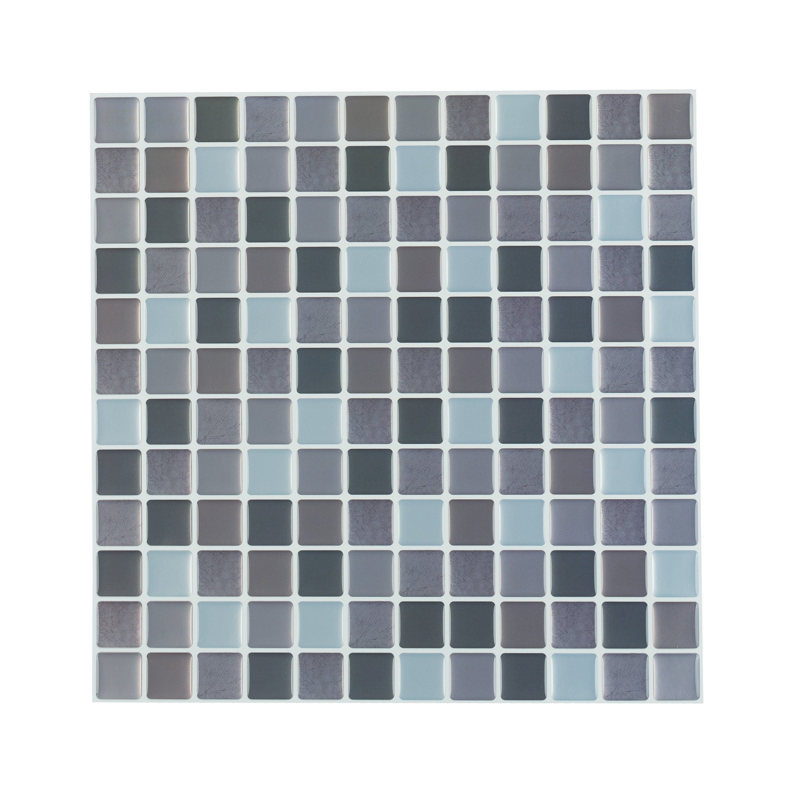 relaxdays Fliesenaufkleber Mosaik Fliesenaufkleber Set, Transparent 10er A Grau im