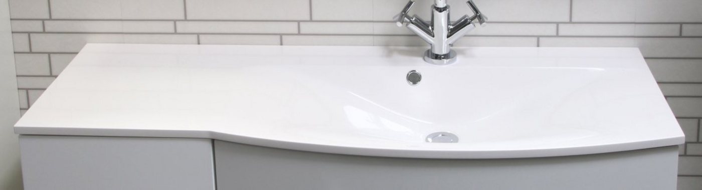 Thumbnail - FACKELMANN Waschbecken LUGANO Waschbecken 115 cm aus Gussmarmor, Ablage links
