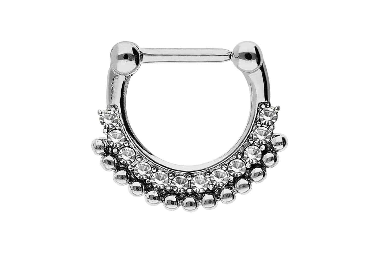 Nasenpiercing Chirurgenstahl Clicker 13 KUGELN + 12 KRISTALLE Ohrpiercing Septum