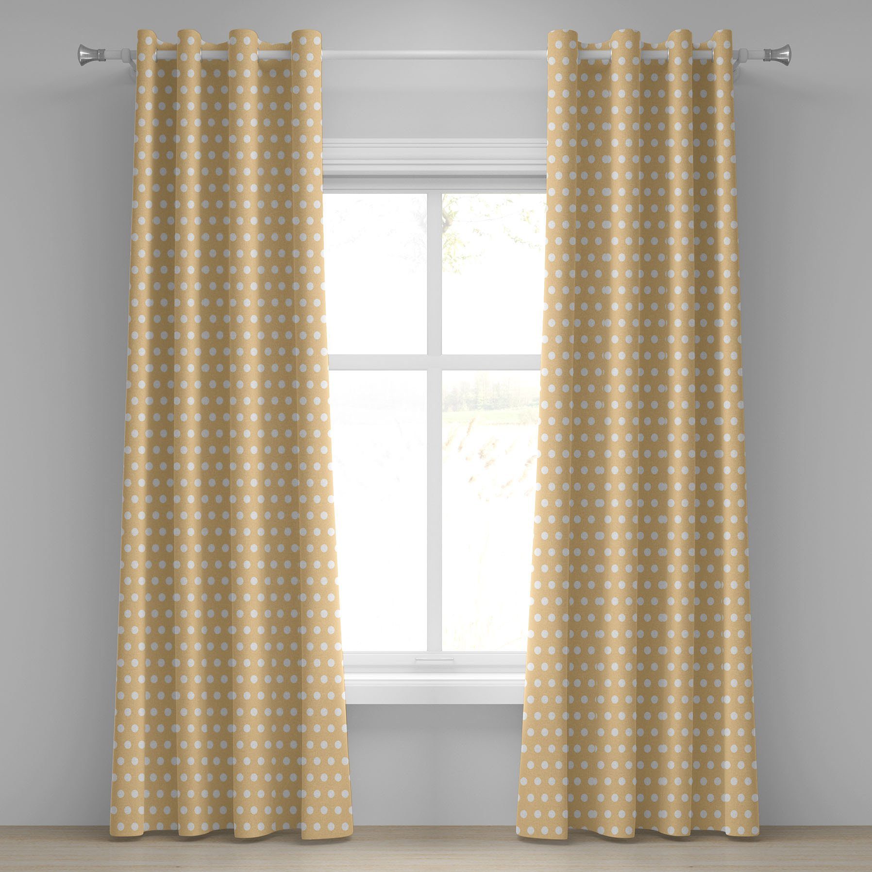 Gardine Dekorative 2-Panel-Fenstervorhänge für Schlafzimmer Wohnzimmer, Abakuhaus, Retro Weißer Tupfen-Klassiker