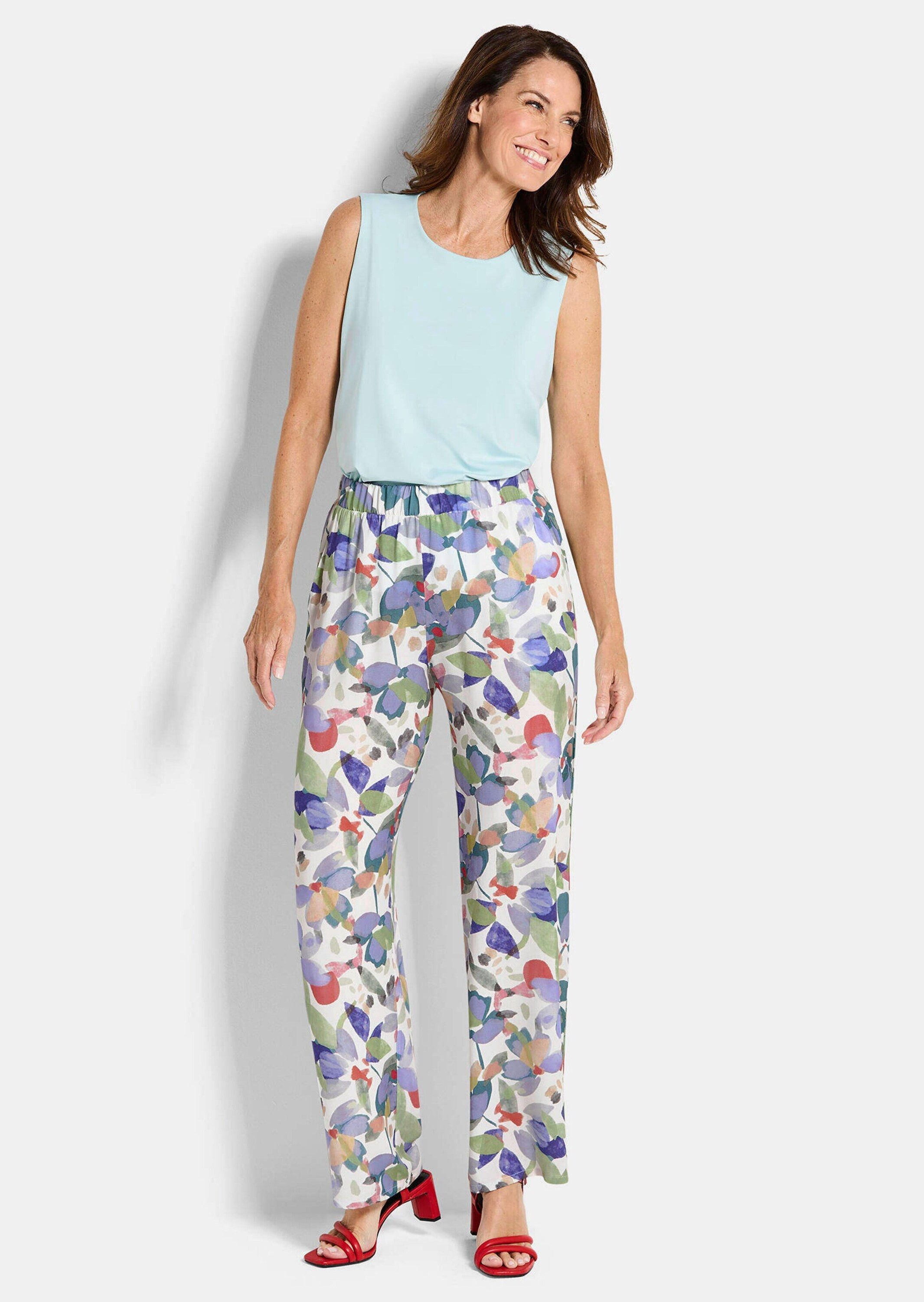 GOLDNER Schlupfhose Kurzgröße: Schlupfhose mit floralem Print Viskosehose m günstig online kaufen