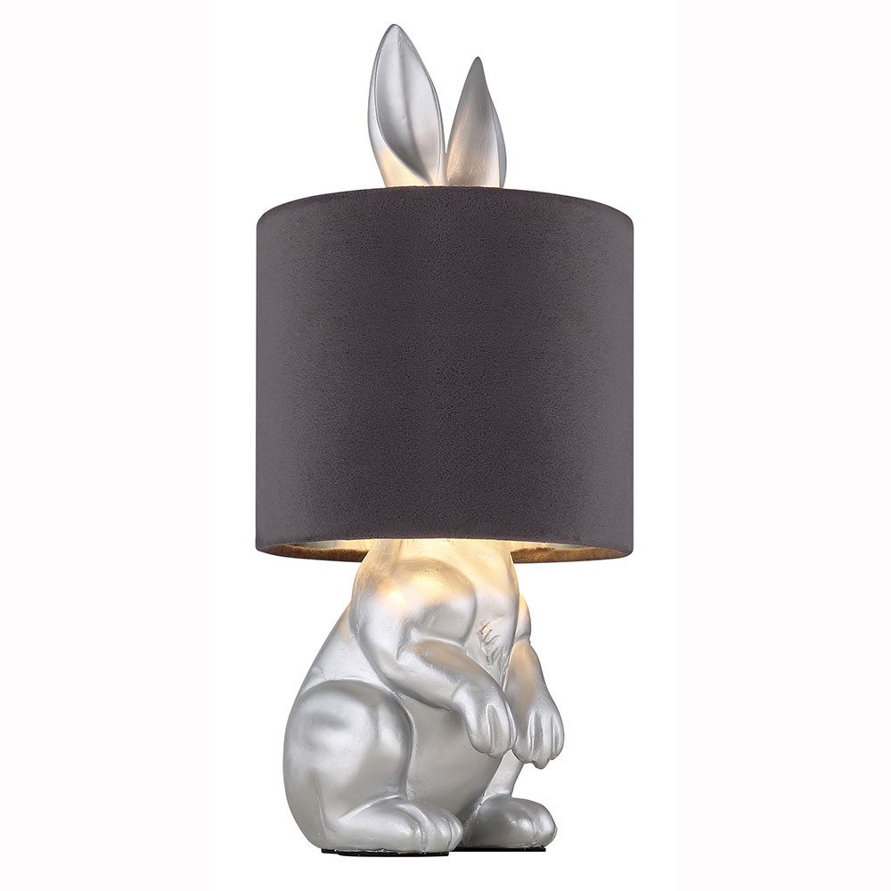 GLOBO LIGHTING LED Nachttischlampe, Leuchtmittel inklusive, Warmweiß, Tischleuchte Nachttischlampe Kaninchen Silber LED