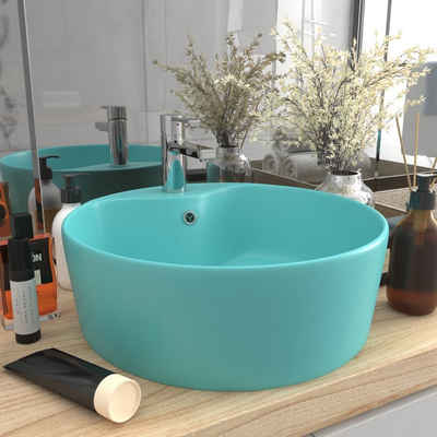 vidaXL Waschbecken Luxus-Waschbecken mit Überlauf Matt Hellgrün 36x13 cm Keramik
