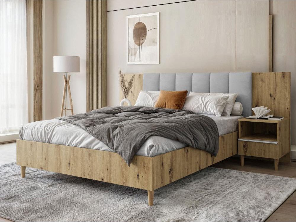 Beautysofa Polsterbett LECTUS, mit Bettkasten, mit gepolsterter Kopfteil, 4 Farbvarianten: Weiß/ Schwarz/ Artisan/ Graphit