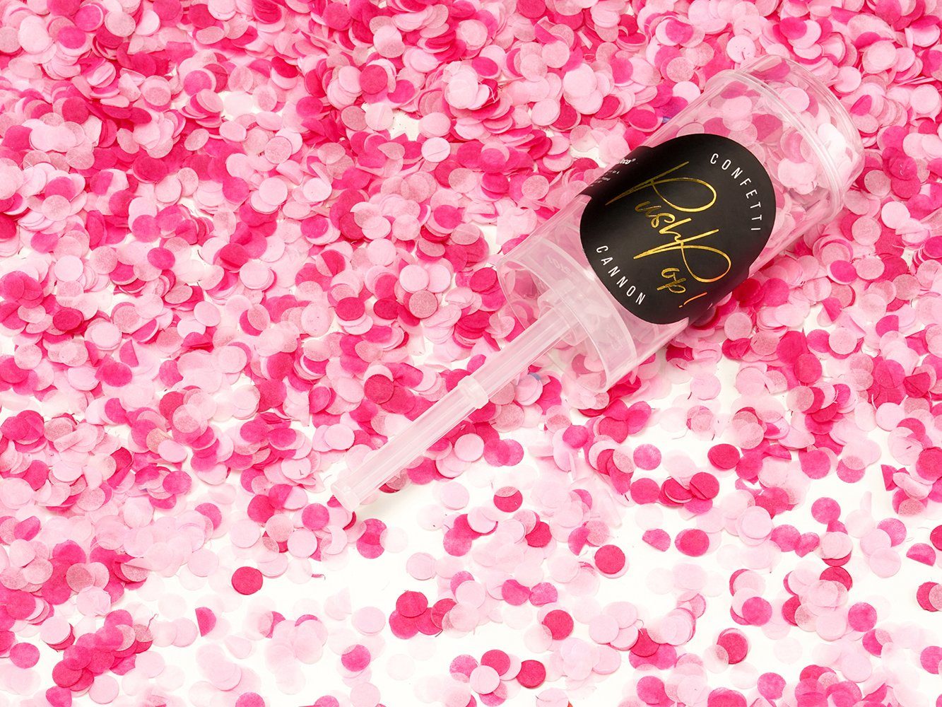 partydeco Konfetti, Konfetti Kanone Shooter mit Kreisen 18cm rosa