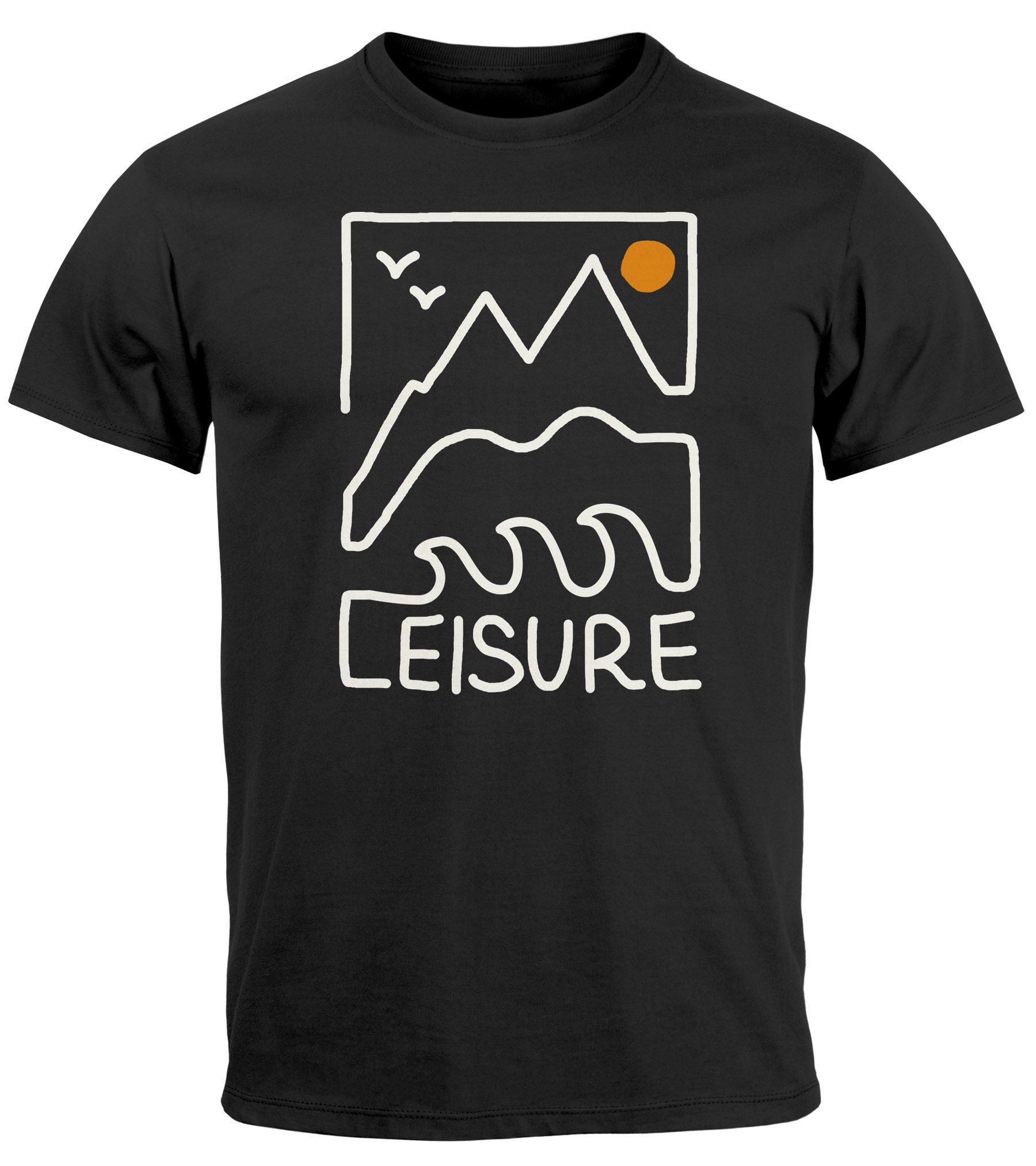 Print-Shirt Herren T-Shirt Printshirt aus Baumwolle Outdoor Grafik im Line-Art