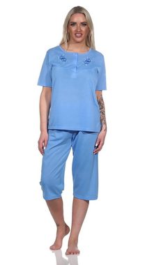 EloModa Pyjama Damen Capri Pyjama mit kurzen Ärmeln; Gr. M L XL XXL (2 tlg)