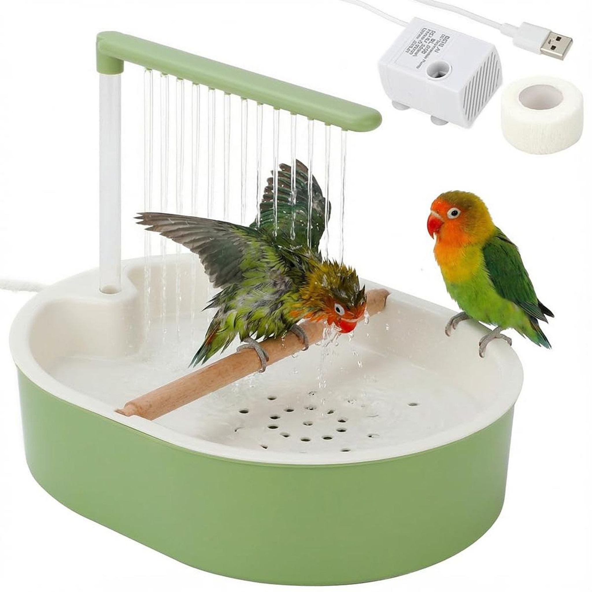 FELIXLEO Vogelkäfig Vogelbad für Papageien Wellensittiche Automatisches Duschbad USB Pumpe