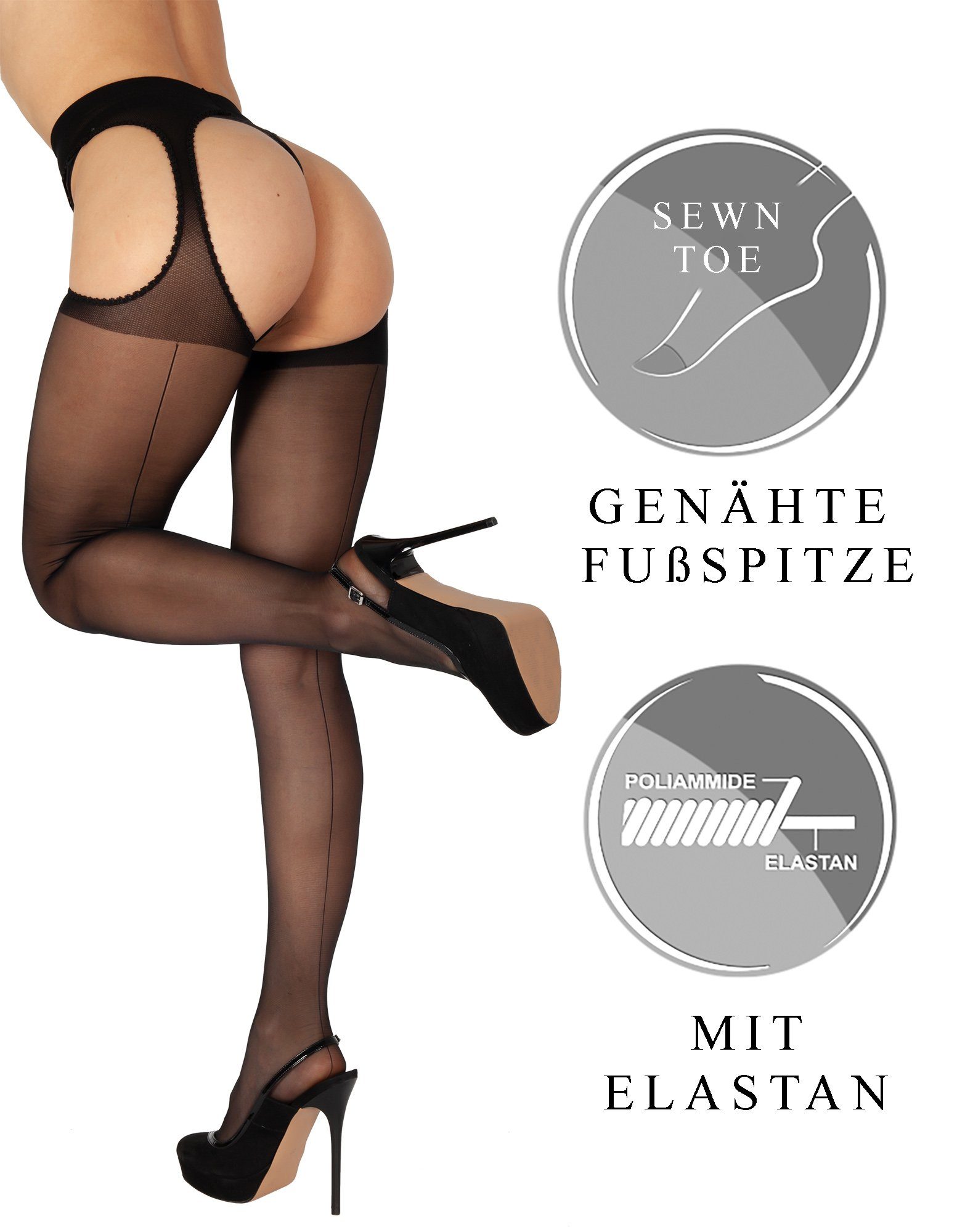 BANANALU Ouvert Strumpfhose mit Naht Ouvert Strumpfhose mit offenem Schritt Cutout 20 DEN (1 St) – Bild 5 von 5