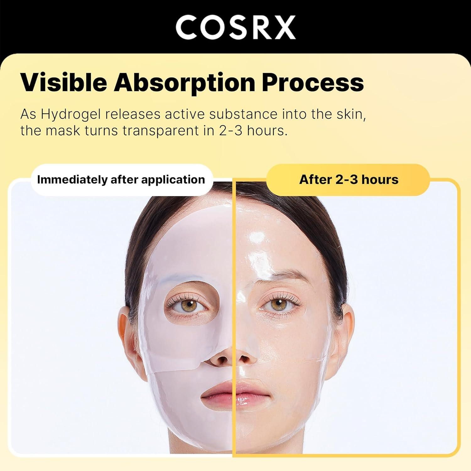 Cosrx Gesichtsmasken-Set Advanced Snail Mucin Glass Glow Hydrogel Mask – Intensiv hydratisierende Gesichtsmaske – 3er-Set (34 g), Tiefenwirksame Feuchtigkeit, Glass Skin-Finish, Anti-Aging