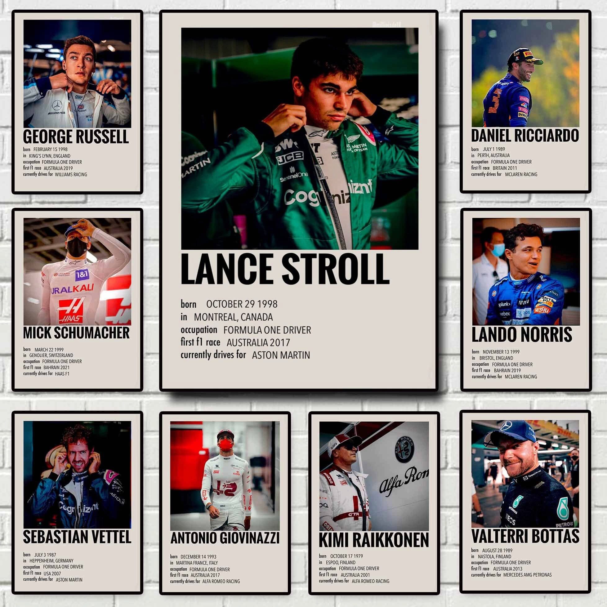 JUSTGOODMOOD Poster Formel 1 Rennfahrer Sammelkarten Deko Print ohne Rahmen B Raikkonen 21, B Raikkonen (1 St)