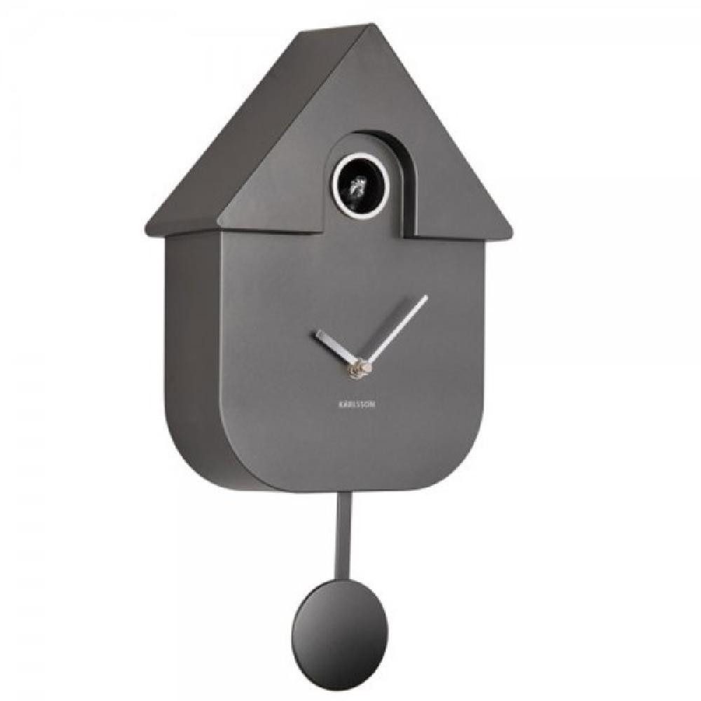 Karlsson Uhr Kuckucksuhr Wall Clock Modern Cuckoo Metallic Dark Grey (41cm)