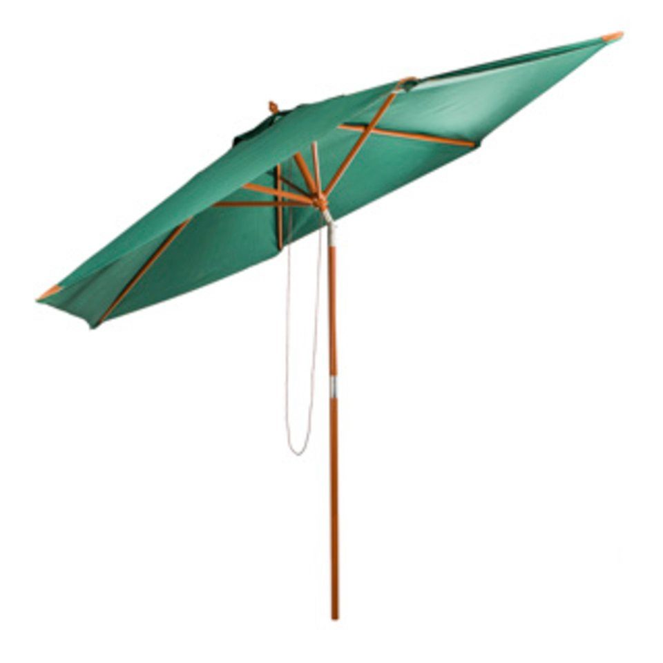 Haushalt International Sonnenschirm Sonnenschirm aus Holz mit UV 50+ 6 Rippen, grün