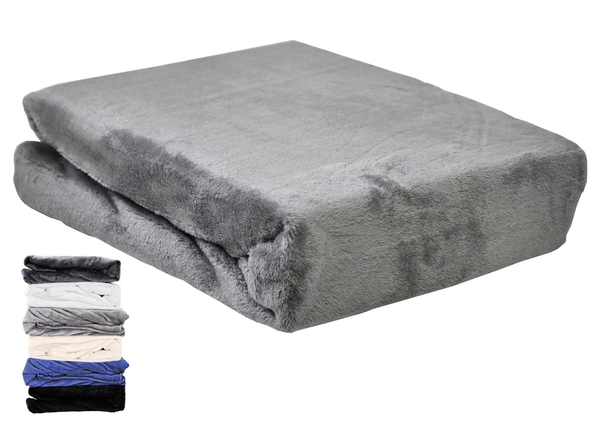 JACK Spannbettlaken Teddy Flausch Cashmere Touch Weiß Grau Anthrazit, Fleece, Gummizug: Rundumgummizug, (1 Stück), Teddy Plüsch, kuschlig, weiche Oberfläche, superweicher Cashmere-Touch