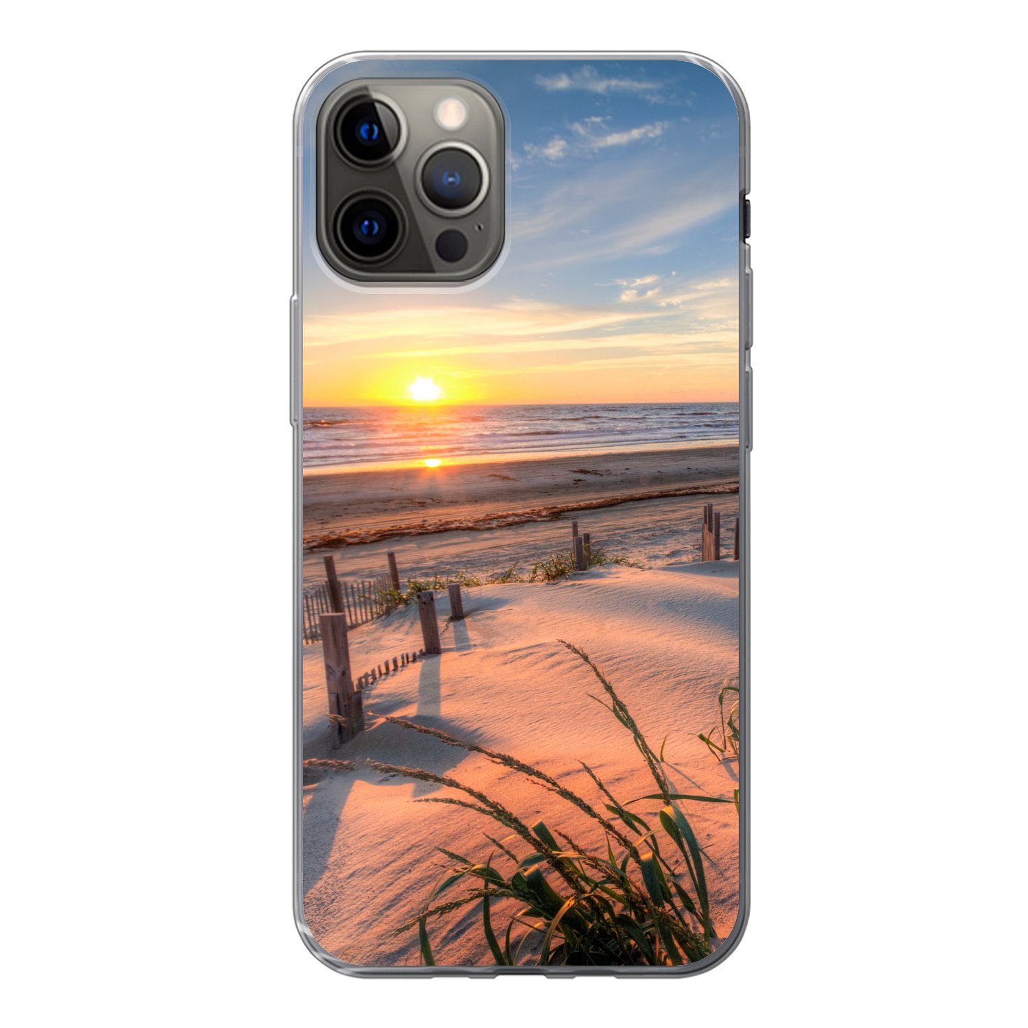 MuchoWow Handyhülle für Apple iPhone 13 Pro Strand - Meer - Düne - Sonnenuntergang - Lands, Smartphone-Bumper, Print, Handy Schutzhülle Dünn