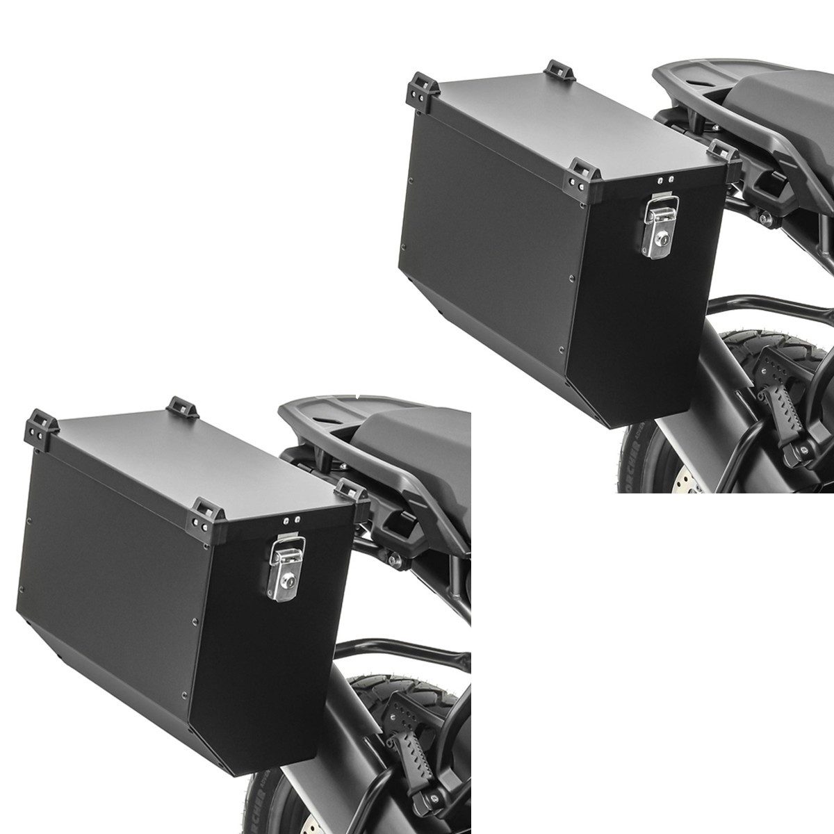 Bagtecs Reisetasche 2x Motorrad Alukoffer # Atlas 41Ltr Aluminium Seitenkoffer schwarz Spa