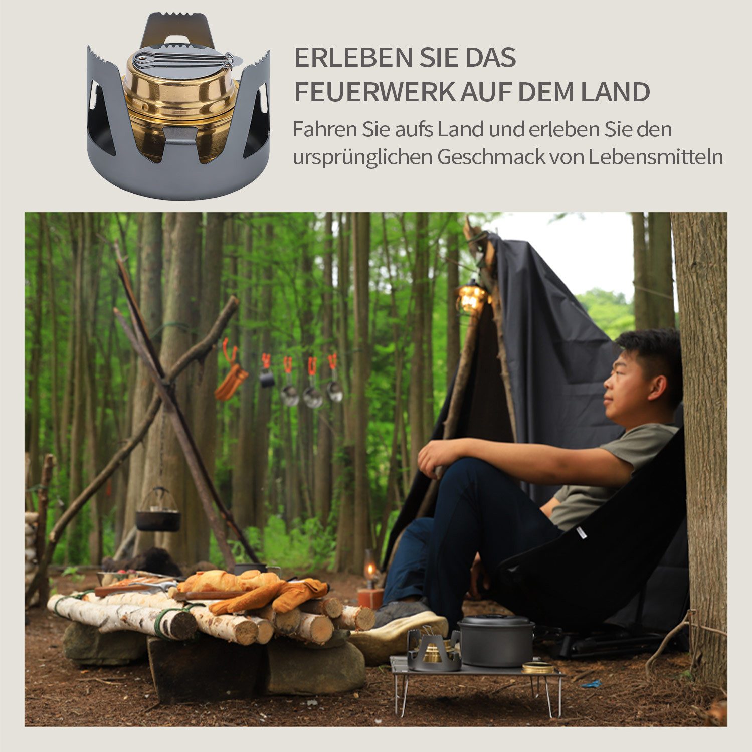 Refttenw Gaskocher Tragbarer Spirituskocher Camping, Mini Spiritusbrenner, Campingkocher