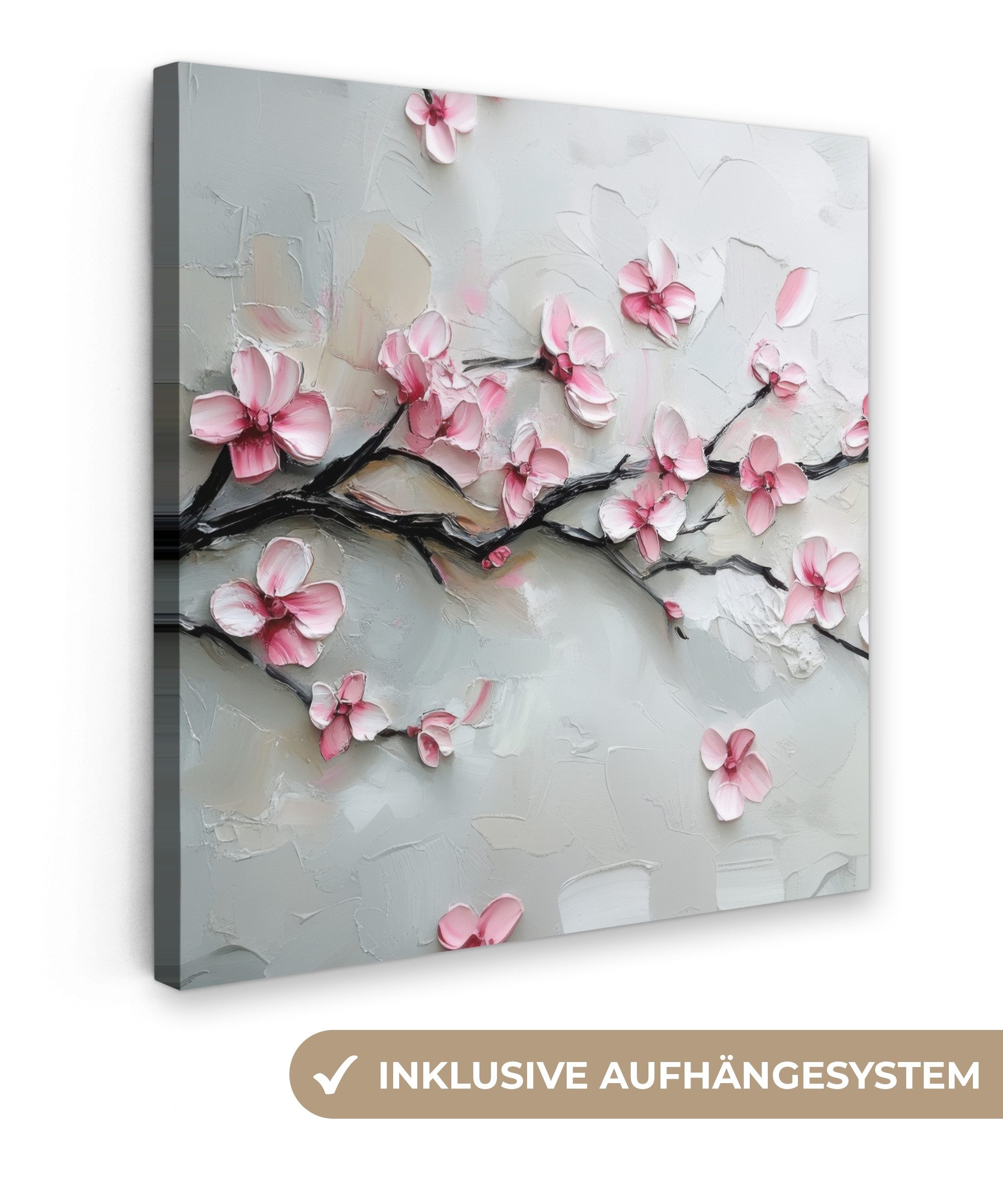 OneMillionCanvasses® Leinwandbild Blüte - Künstlerisch - Rosa - Sakura, Fotodruck (1 St), Wandbild, Deko Schlafzimmer Wohnzimmer Flur 20x20 cm