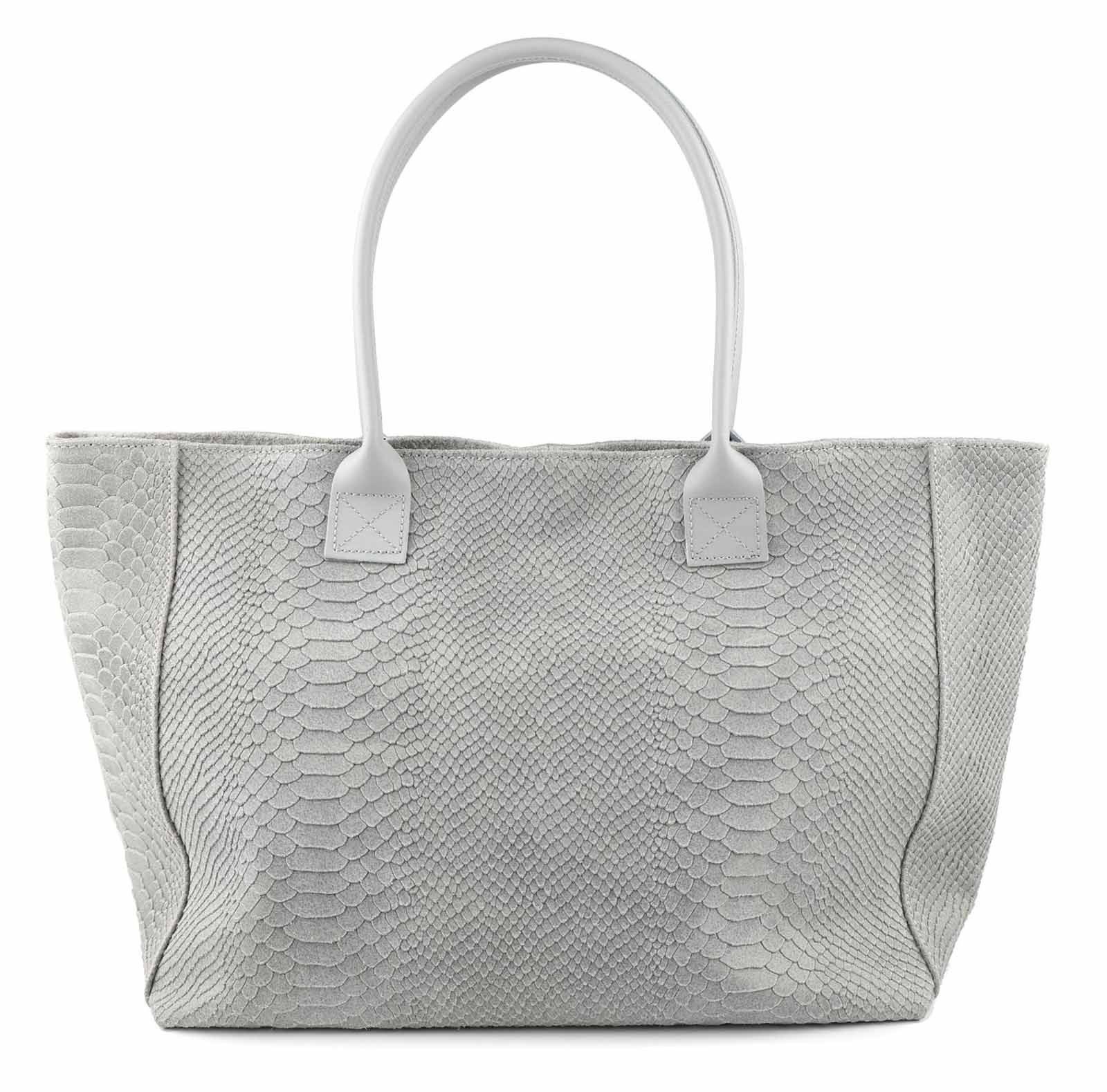 ITALYSHOP24 Сумки для покупок Made in Italy Damen Leder Tasche Schlange Prägung Tote Bag Handtasche, Wildleder DIN-A4 Schultertasche Beuteltasche Henkeltasche Ledertasche