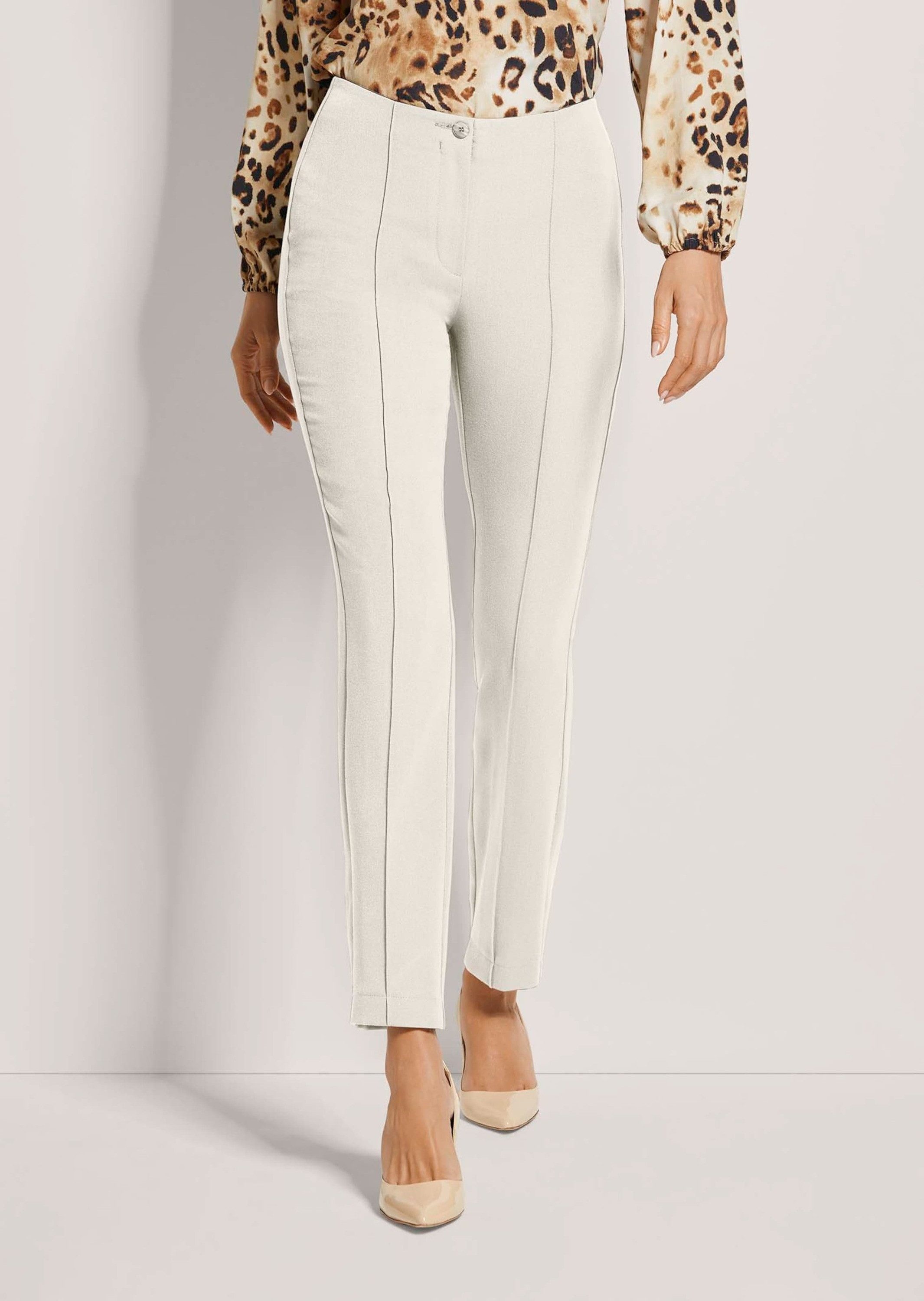 MADELEINE Stoffhose Slim Fit Stretchhose mit Biesen Stoffhose mit abgesteppter Biese und Komfortbund, knöchellang