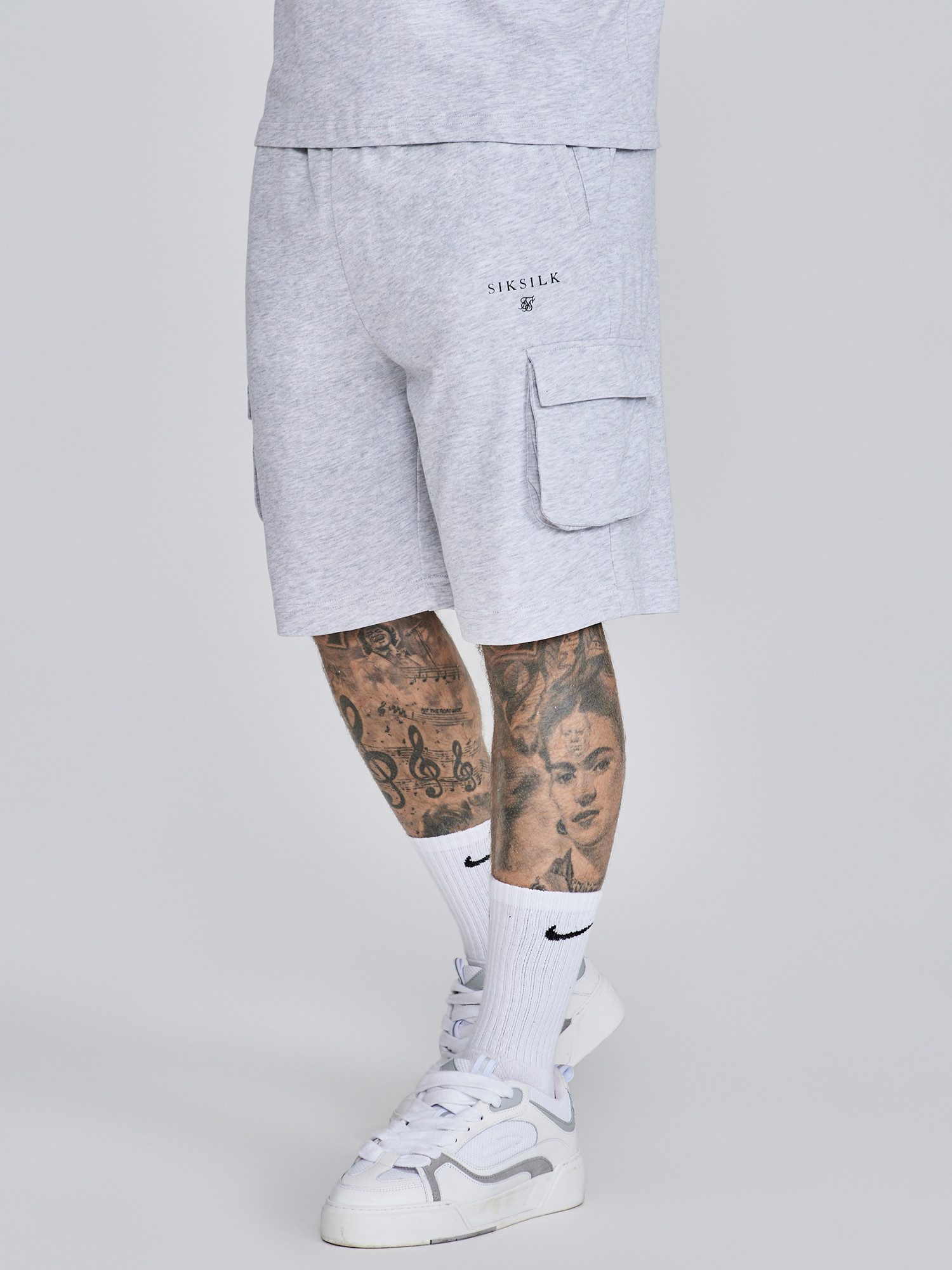 Siksilk T-Shirt & Shorts SikSilk Herren Grau Marl T-Shirt und Shorts Set