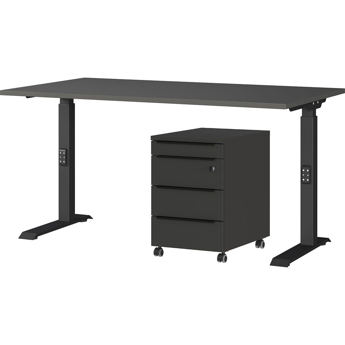 GERMANIA Büromöbel-Set Mailand, (2-tlg), inkl. Schreibtisch und Rollcontainer