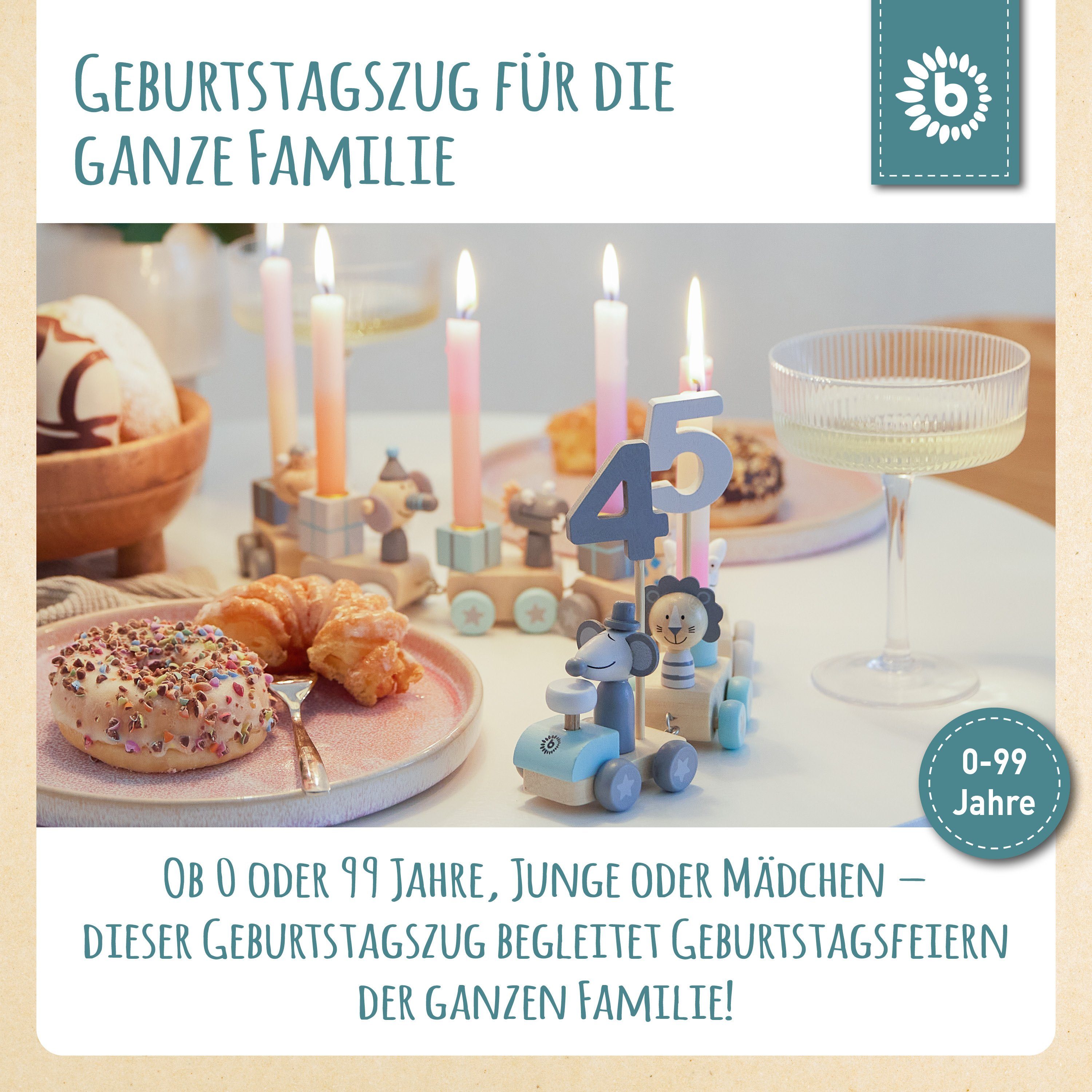 BIECO Kerzenhalter Bieco Holz Geburtstagszug Scandi günstig online kaufen