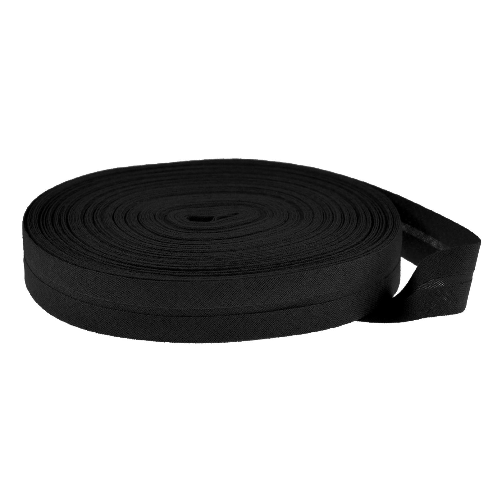 maDDma Webband Schrägband 25m Baumwolle 14mm gefalzt Einfassband Nahtband, schwarz