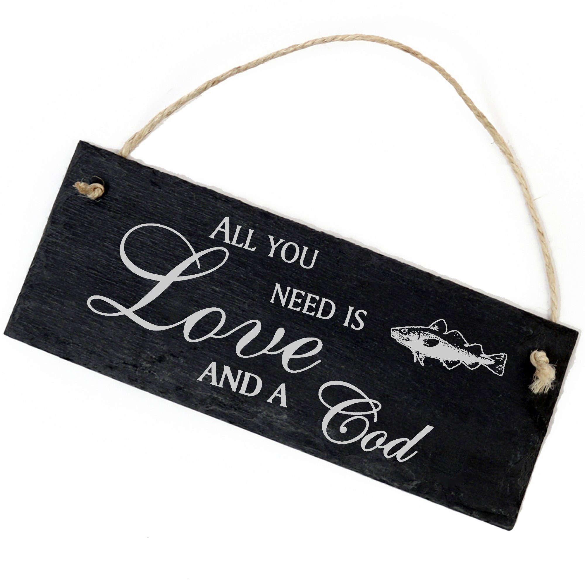 Dekolando Hängedekoration Dorsch 22x8cm All you need is Love and a Cod