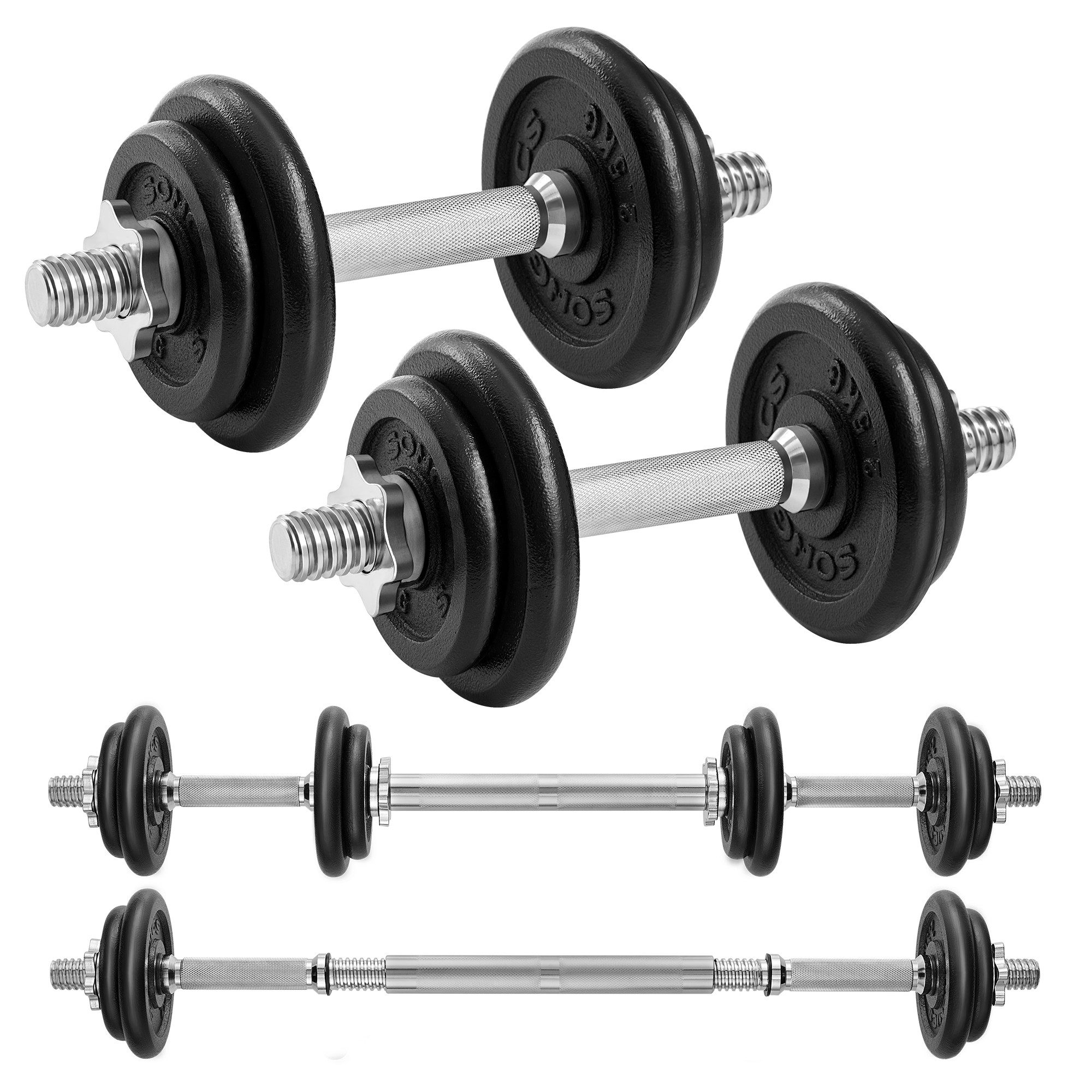 SONGMICS Hantel-Set 20KG/30KG 2er Set, verstellbar, Kurzhantelset mit Verbindungsrohr
