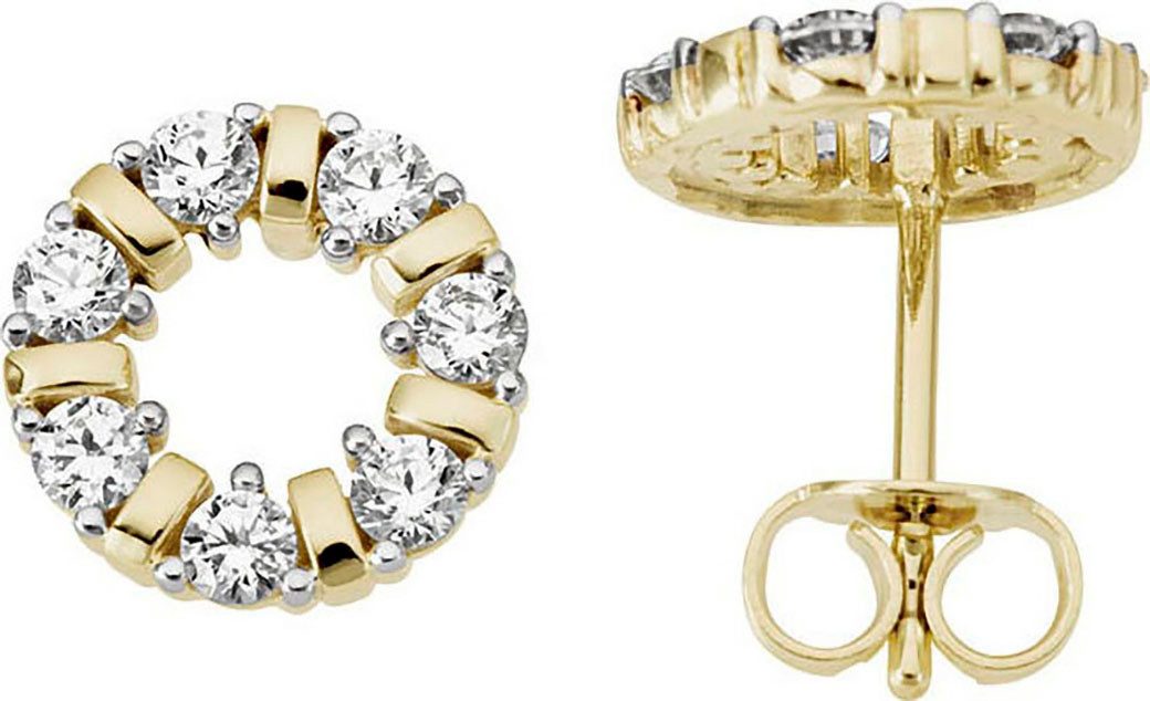 Paar Ohrstecker Schmuck Geschenk Gold 333 Ohrschmuck Ohrringe Kreis rund bicolor