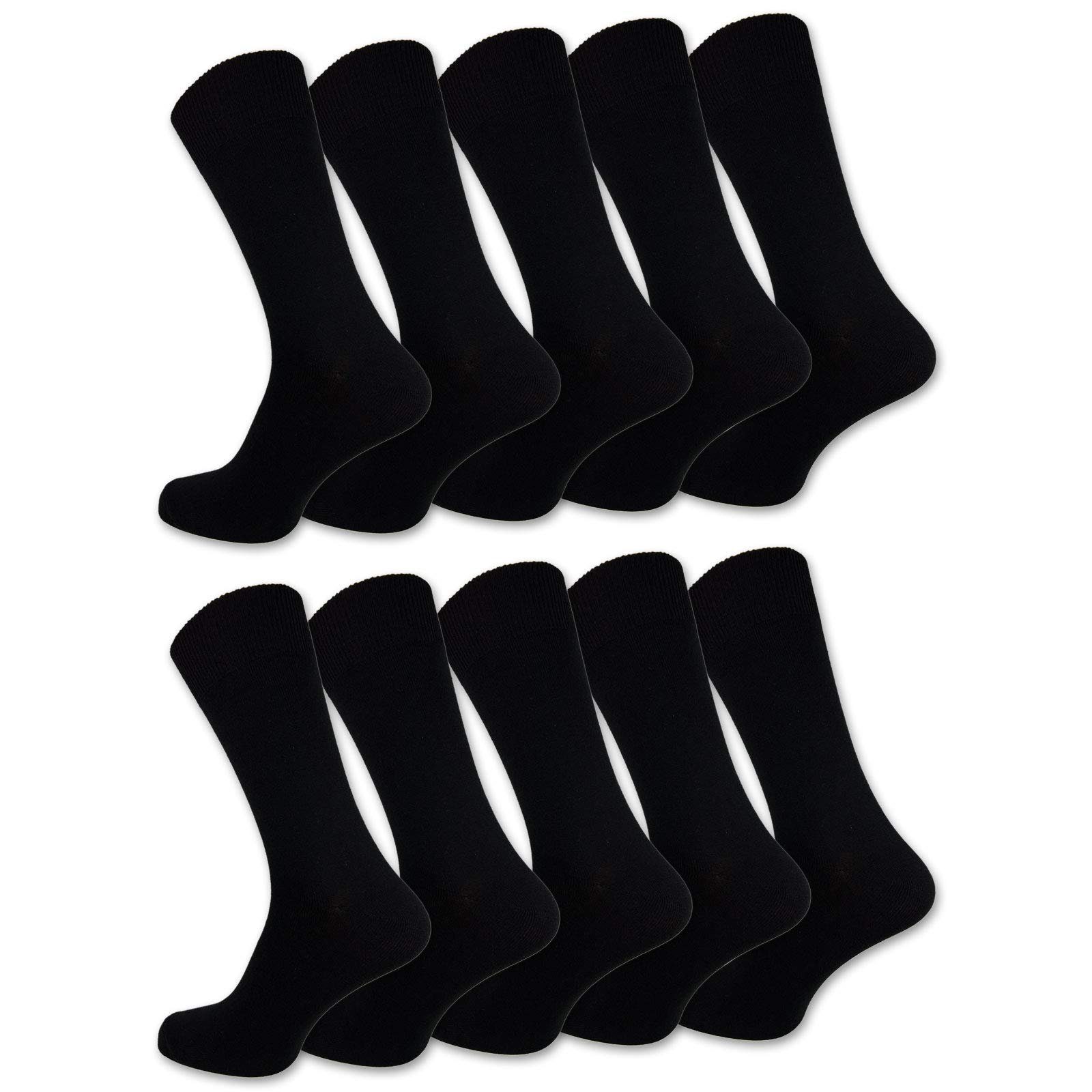 sockenkauf24 Basicsocken 10 Paar Komfortsocken Herren & Damen Baumwolle (Schwarz, 35-38) Schwarz Business Herrensocken Classic - 13200
