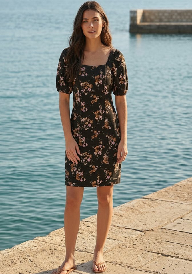 Bruno Banani Minikleid mit geblümter Optik, aus Jersey, elastische Viskosemischung