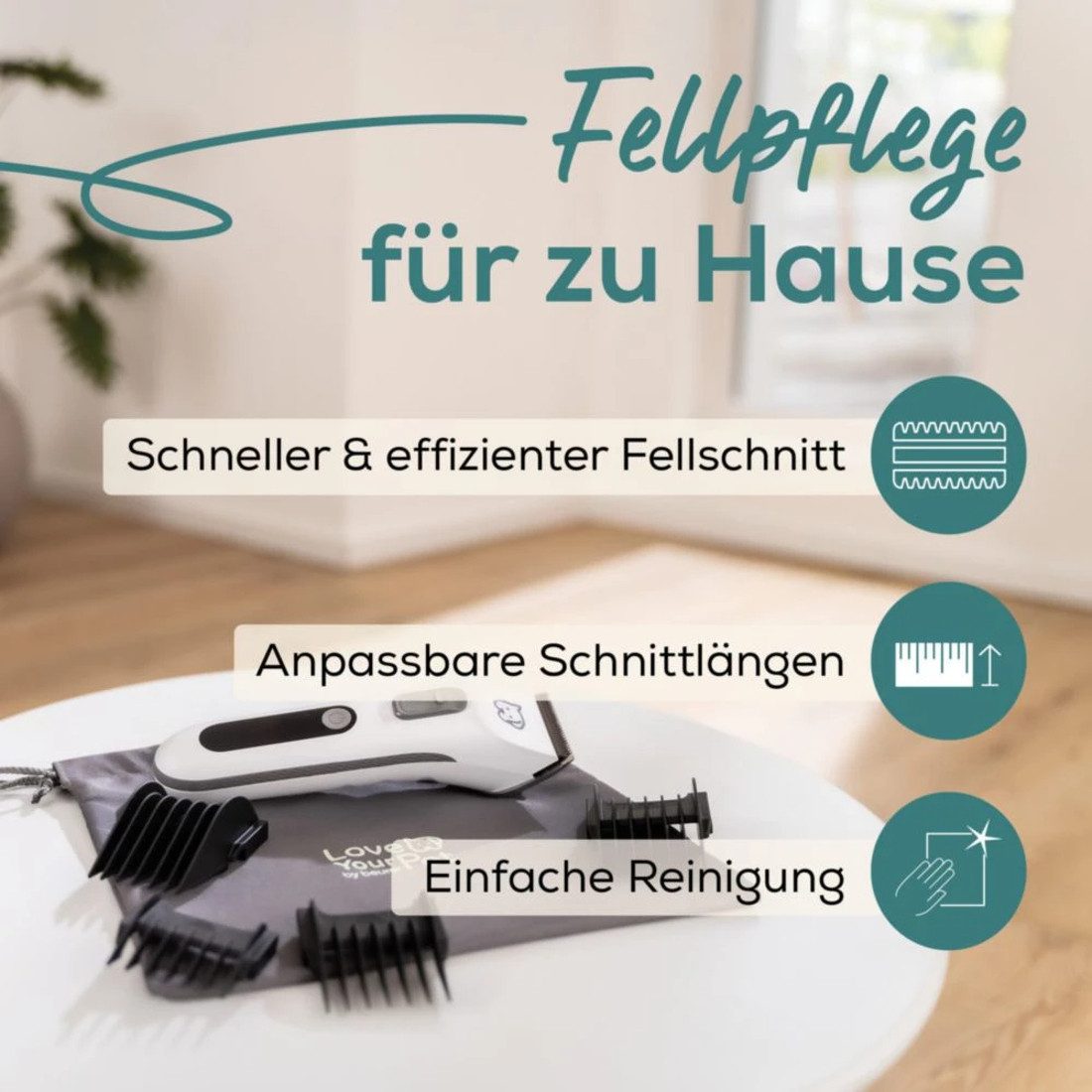 BEURER Hundeschermaschine BEURER Fellschneider Fluffy weiß 9-Teilig extra leise Akku Trimmer, 9-teilig, Betrieb mit und ohne Kabel möglich