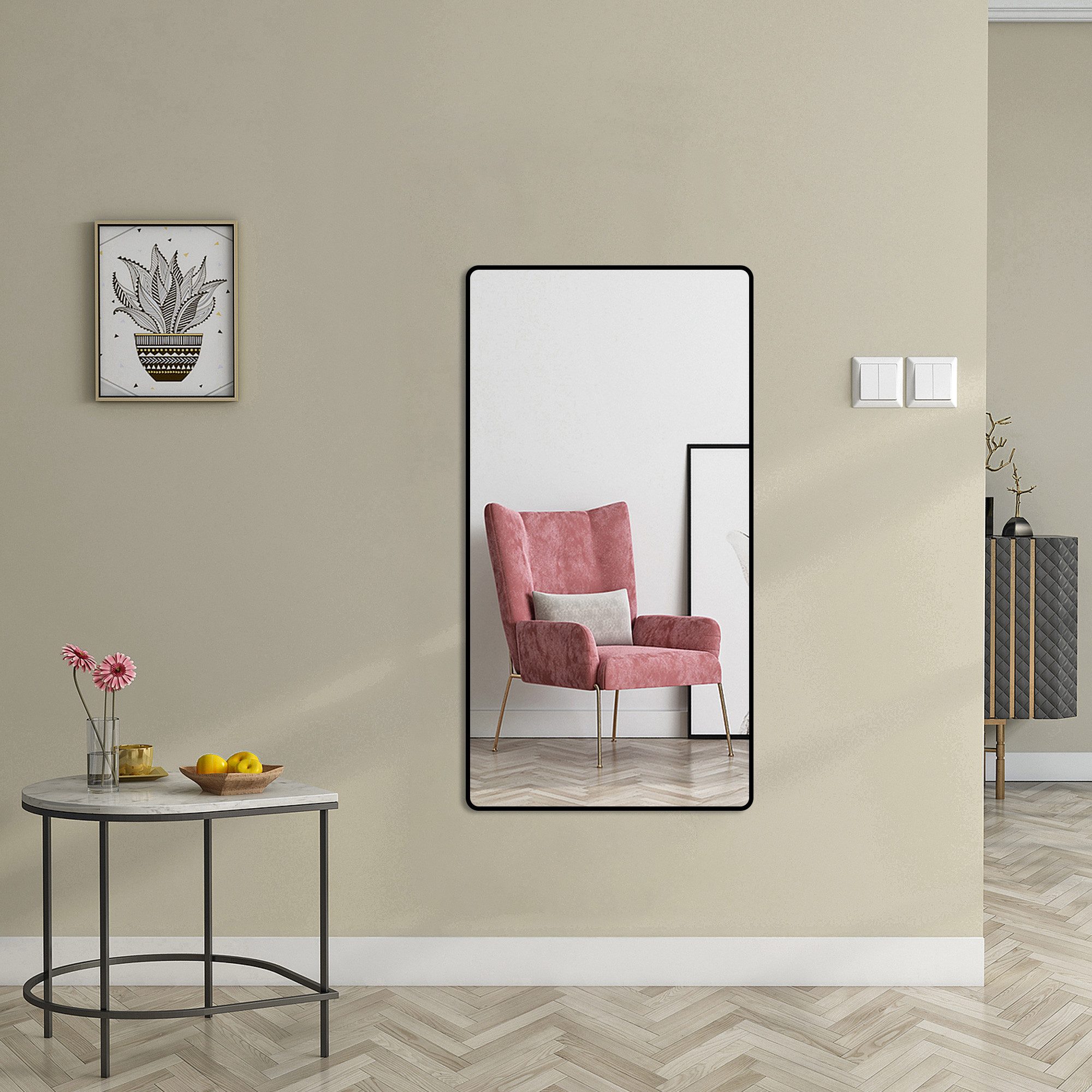 Boromal Ganzkörperspiegel 120x70 100x70 Spiegel Flur Wand groß (Wandspiegel gross, 5mm HD Glas, mit Alurahmen), Umweltschutz, Explosionsgeschutz