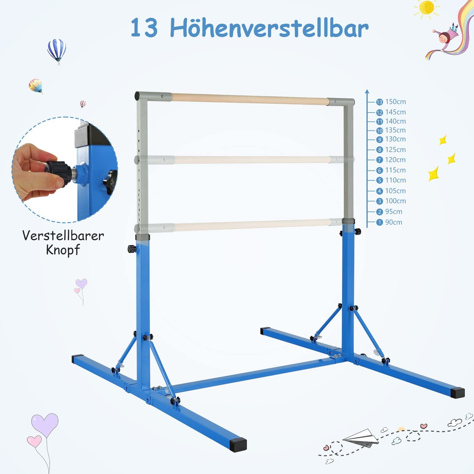 COSTWAY Turnreck Balancetrainer, höhenverstellbar bis 100kg